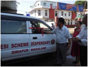 Labour Commissioner launching the Ambulance service of ESIC Dispensary Dimapur on 1st April, 2016