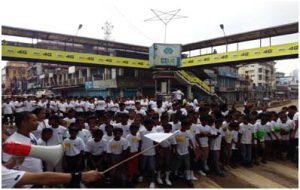 Deputy Commissioner Dimapur and Labour Commissioner together, flagging off the Marathon for NCLP School children on 12th June 2016 at Dimapur